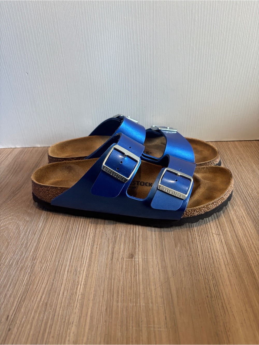 Birkenstock Kids Metallic Blue Two-Buckle Sandals